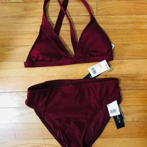 NWT La Blanca Bikini Set Burgundy US 6